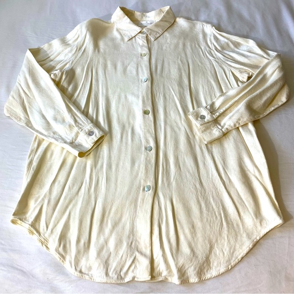 Soft Surroundings Button Front Long Sleeve Tunic Top XL Tencel Rayon Cut 7322 - Picture 10 of 10